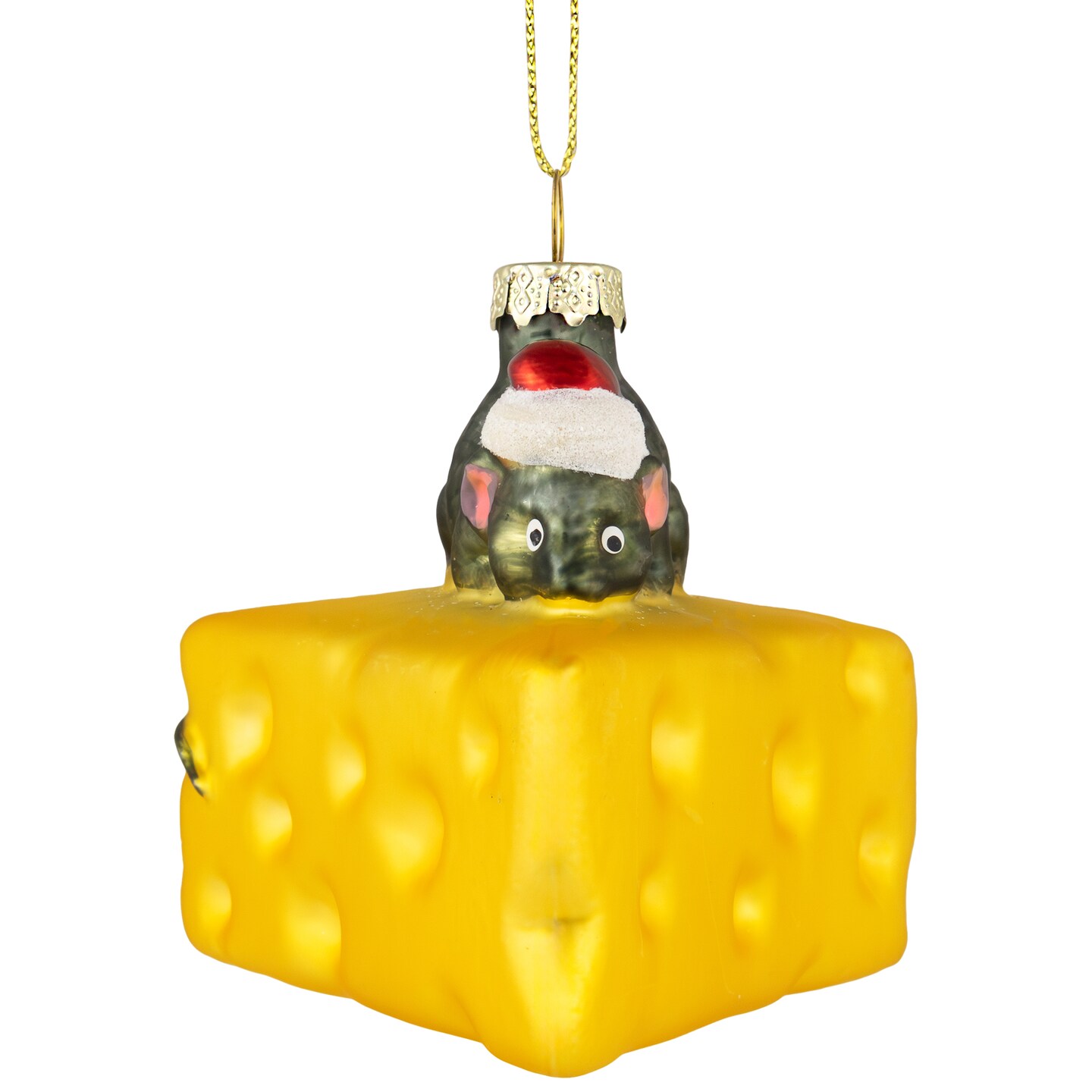 Northlight 3.25&#x22; Mouse with Cheese Glass Christmas Ornament