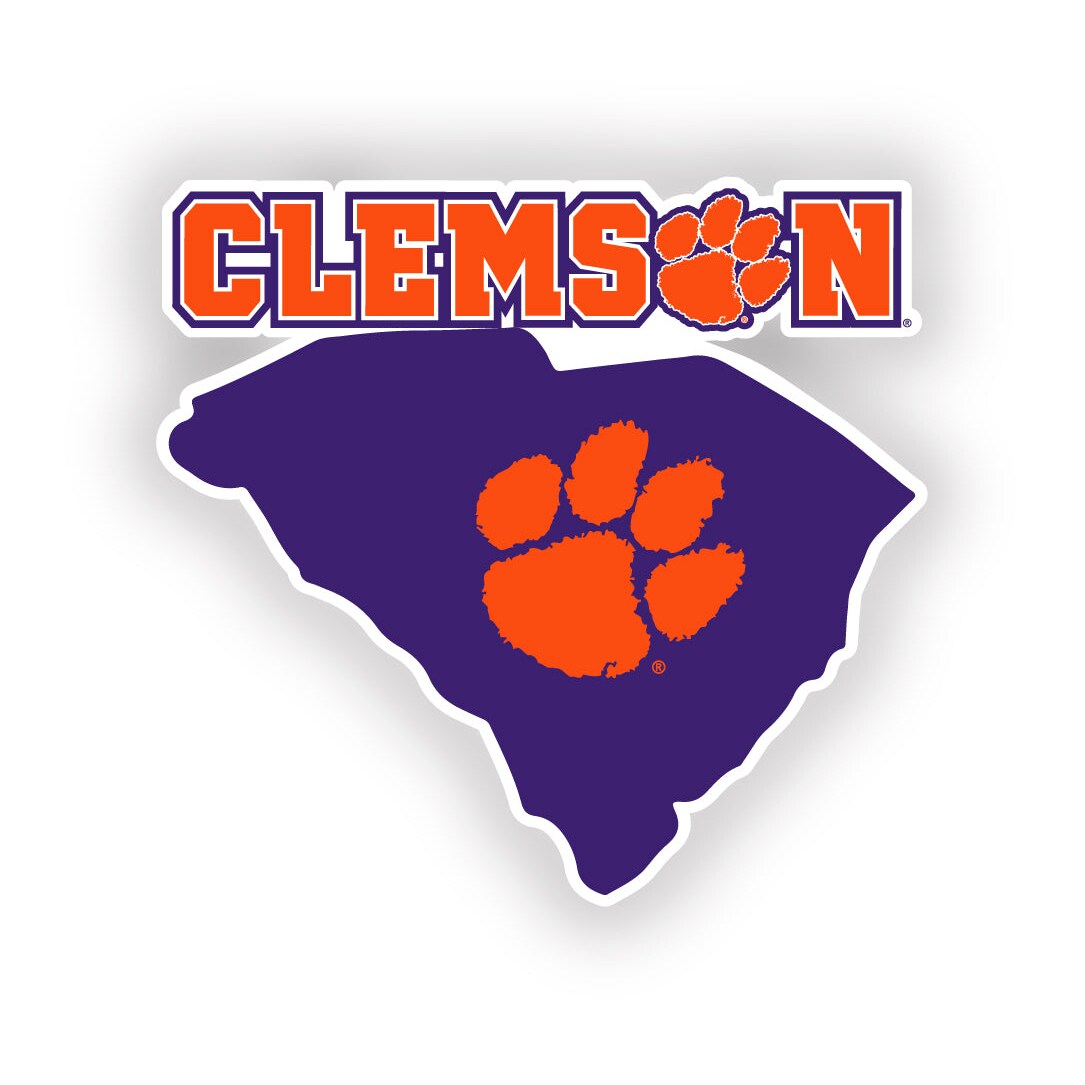 R and R Imports Clemson Tigers 4 Inch State Shape Vinyl Decal Sticker