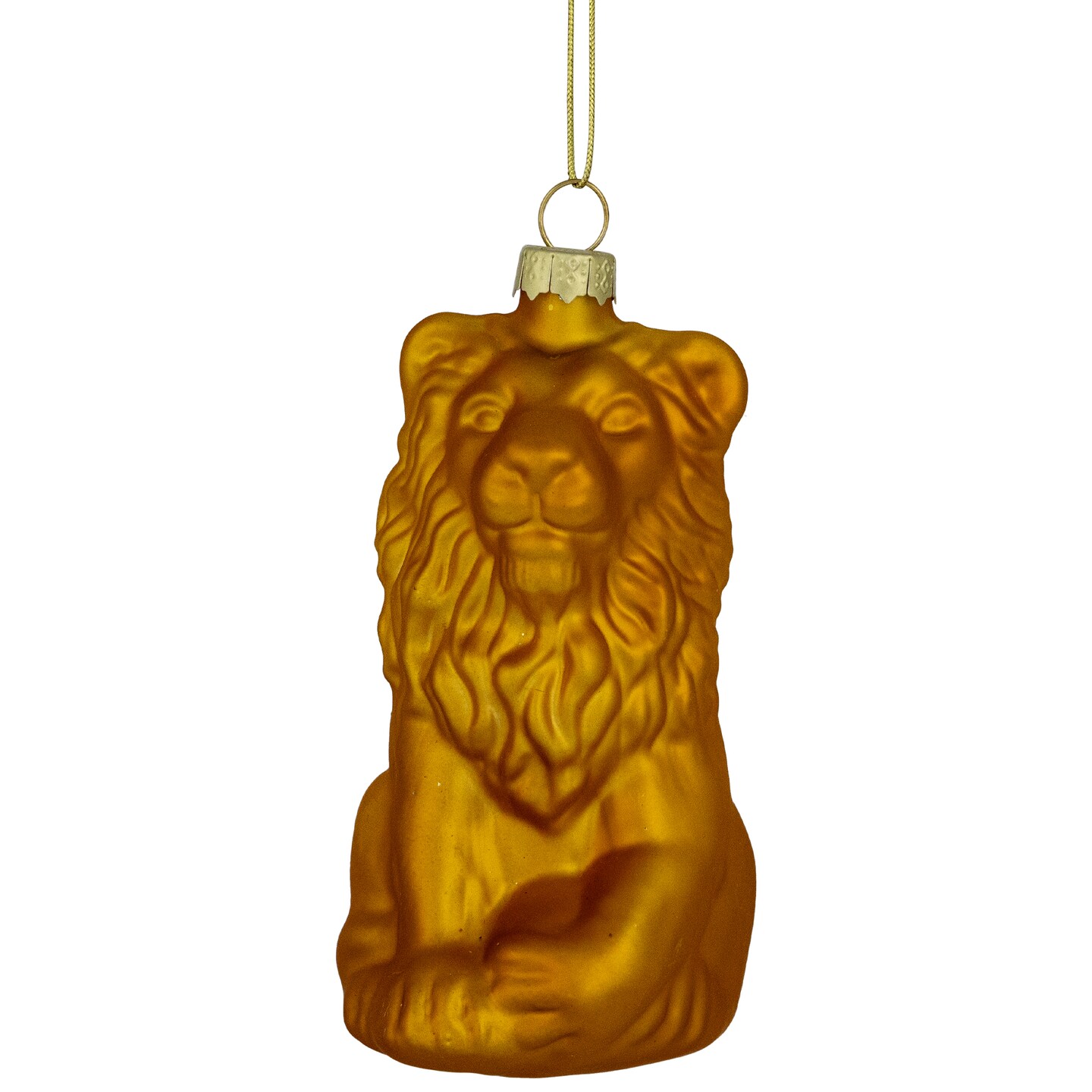 Northlight Sitting Lion Glass Christmas Ornament - 2.5" - Gold