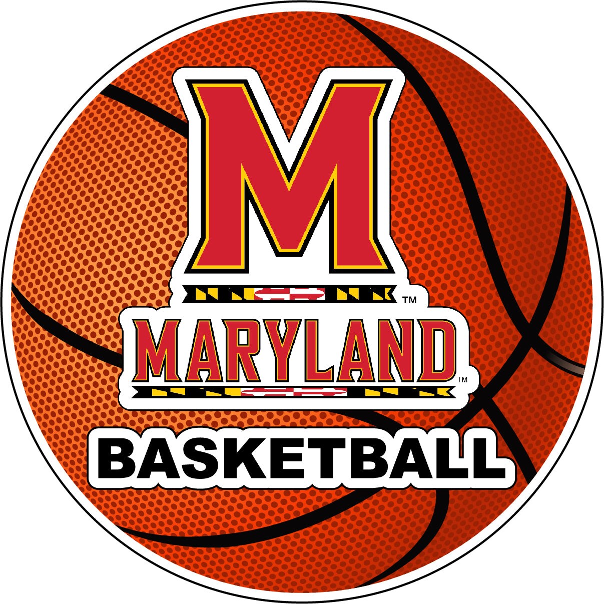 R and R Imports Maryland Terrapins 4-Inch Round Basketball Vinyl Decal Sticker