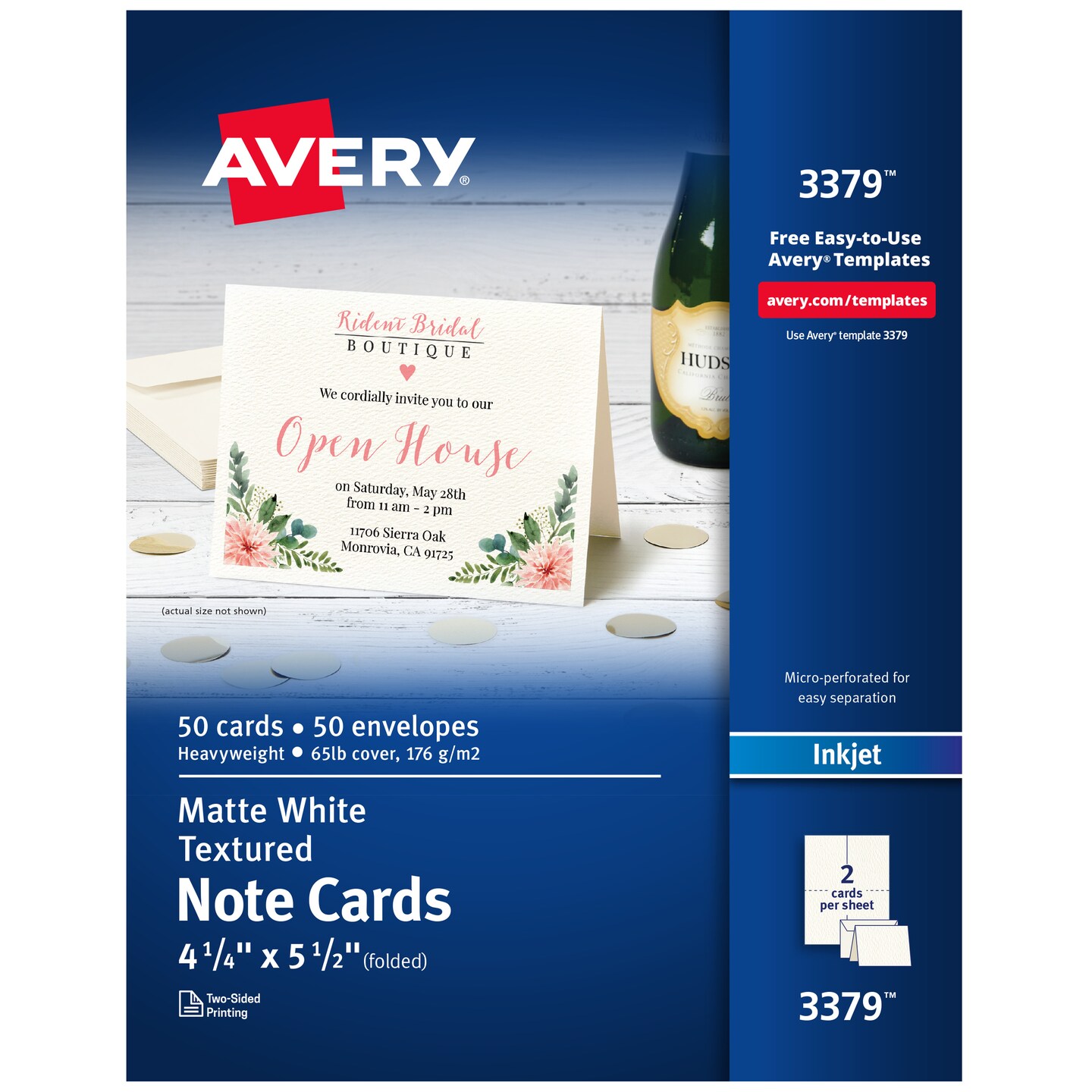 Avery Printable Note Cards With Envelopes 4 25 X 5 5 Textured White 