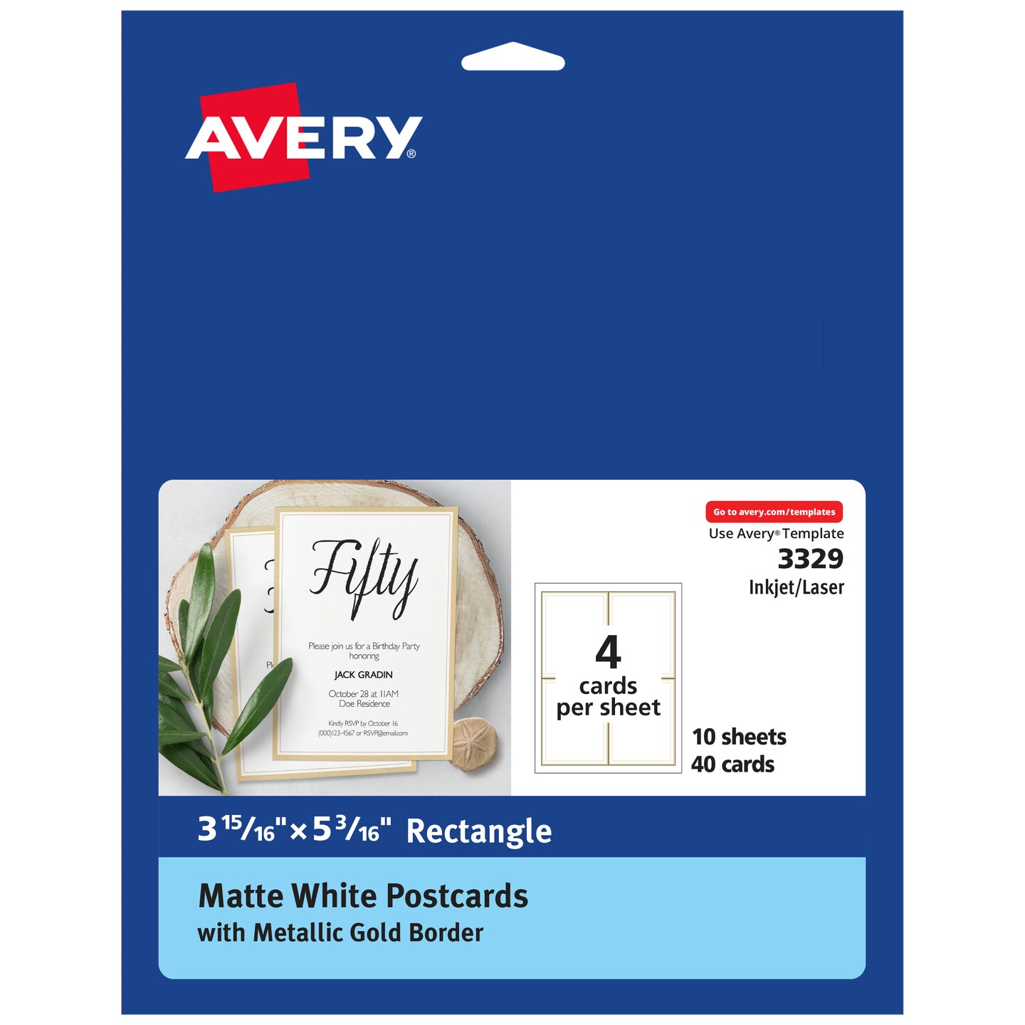 Avery Postcards With Metallic Gold Borders 3 15 16 X 5 3 16 40 Avery Postcards With Metallic Gold Borders 3 15 16 X 5 3 16 40