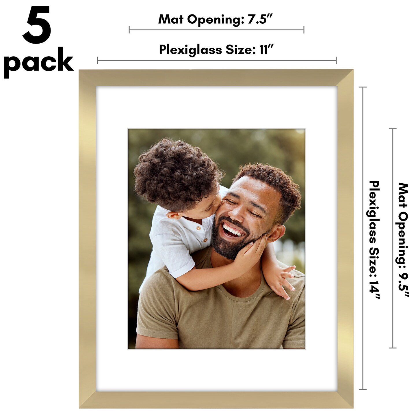 Americanflat Picture Frame Set with Mat - Set of 5 - Photo Frame Set of Five for Wall Display - Plexiglass Cover - Hanging Hardware