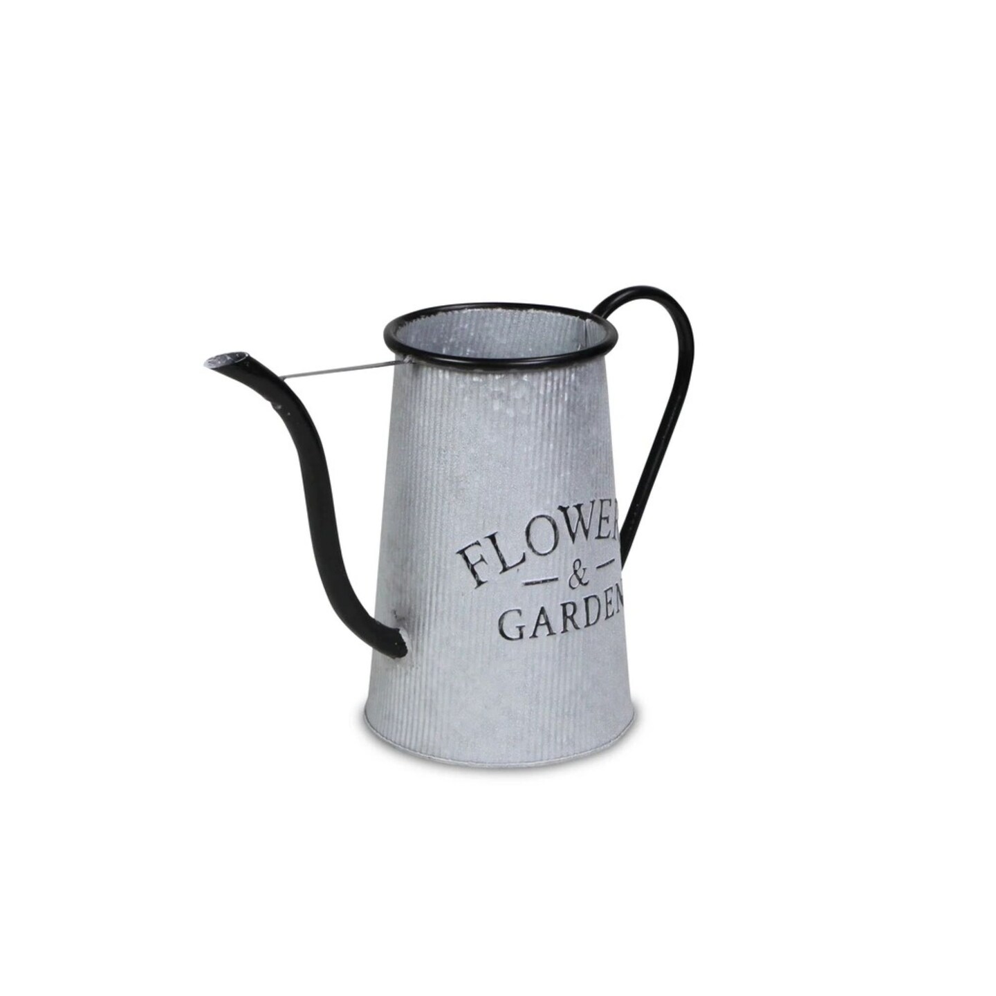 Contemporary Home Living 14.5&#x22; Gray and Black Flowers and Garden Printed Watering Can