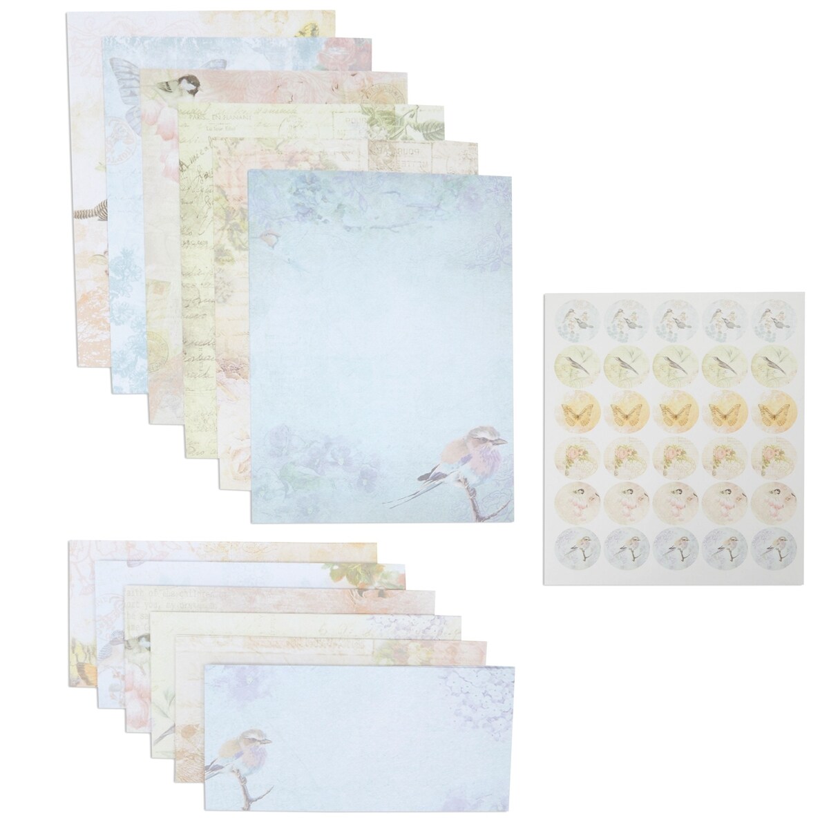 Paper Master Vintage Stationary Set, Old Fashion Letter Writing Stationary Paper and Envelopes Set, 48 Sheets Feather Stationery Set with 24