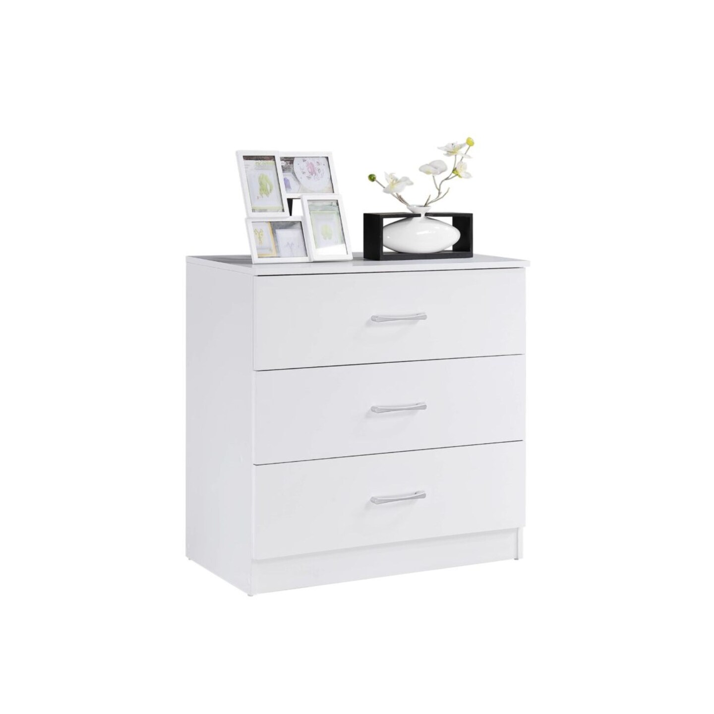 Contemporary Home Living 31.25" White Rectangular 3 Storage Drawers Bedroom Chest
