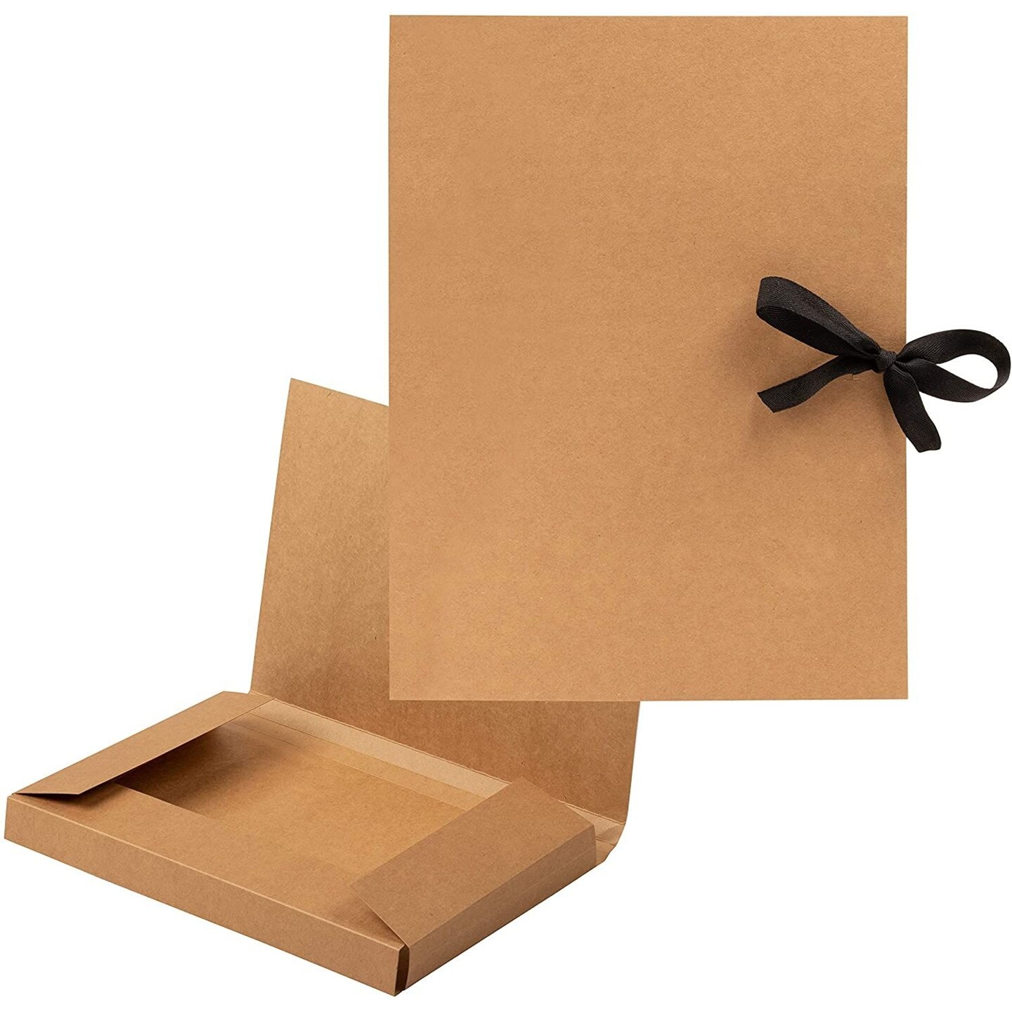 Brown Presentation Folders Bulk – 12-Pack Letter Size Kraft File Folders with String, Portfolio Folder, Office Supplies for Catalogs, Brochures, Resume, 12 x 9.25 Inches