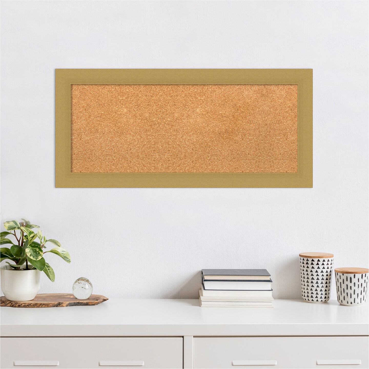 Grace Brushed Gold Framed Corkboard, Natural Cork