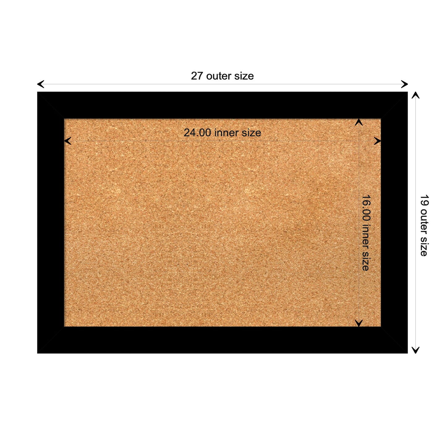 Brushed Framed Corkboard, Natural Cork