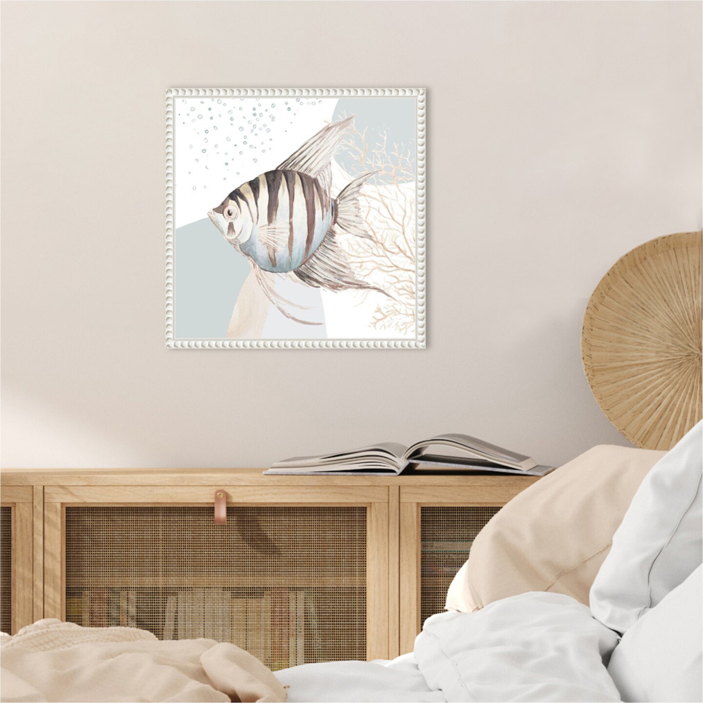 Ocean Oasis Bubbles Striped Fish by Patricia Pinto Framed Canvas Wall Art