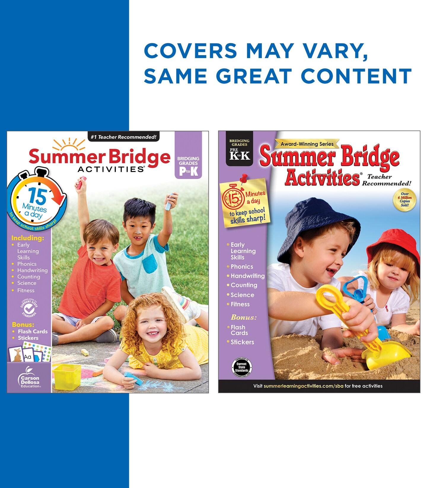 Summer Bridge Activities Preschool to Kindergarten Workbooks, PreK & K Toddler Activity Book With Phonics, Math, Science, Handwriting Practice, Early Learning Skills, and Flash Cards