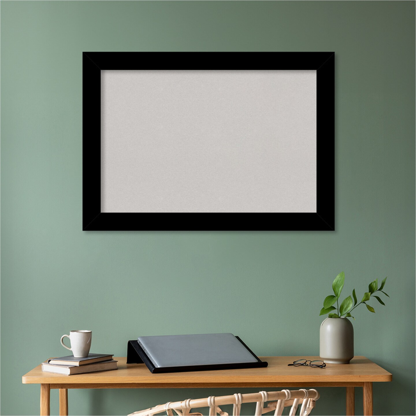 Basic Wood Framed Corkboard, Grey Cork