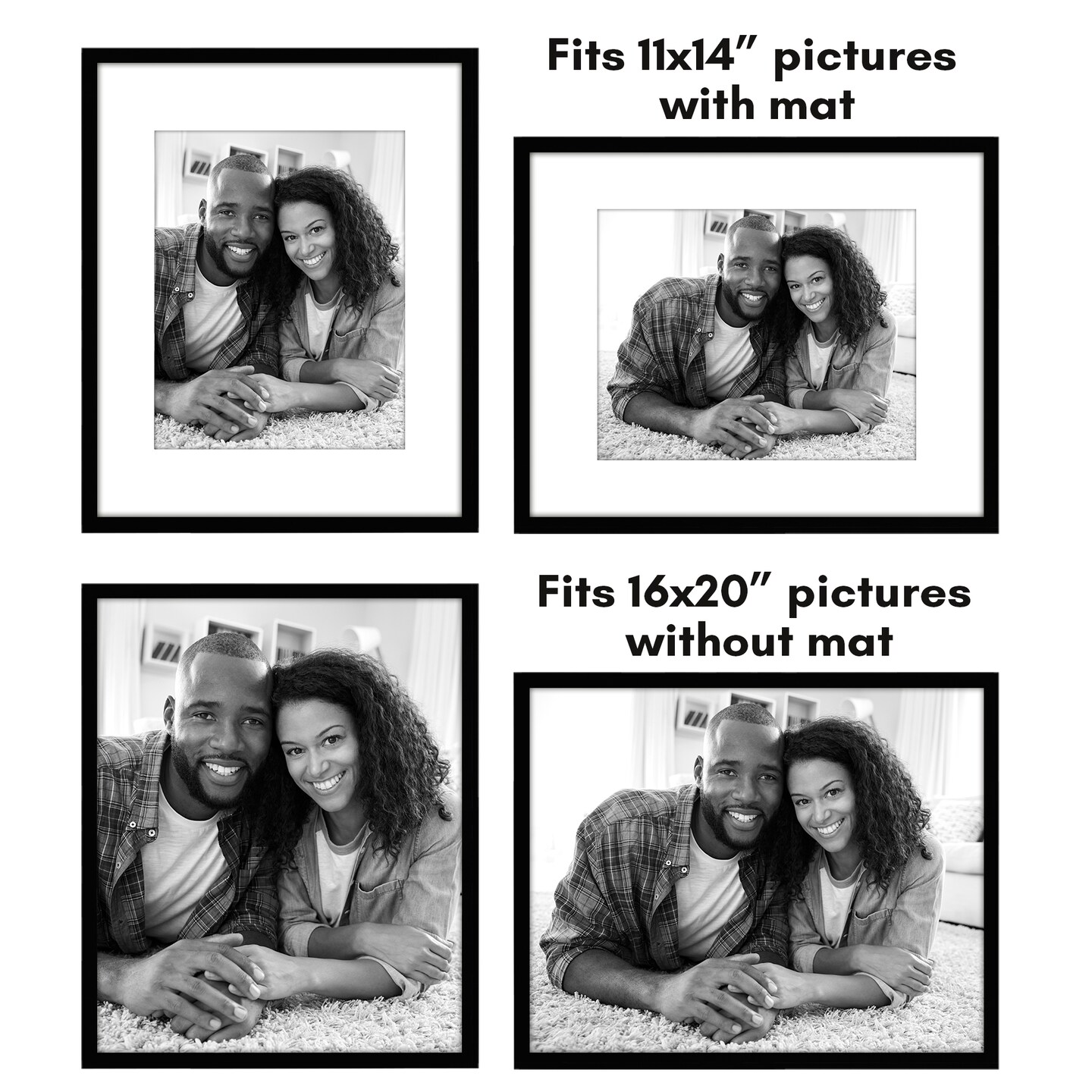 Americanflat Picture Frame Set with Mat - Set of 5 - Photo Frame Set of Five for Wall Display - Plexiglass Cover - Hanging Hardware