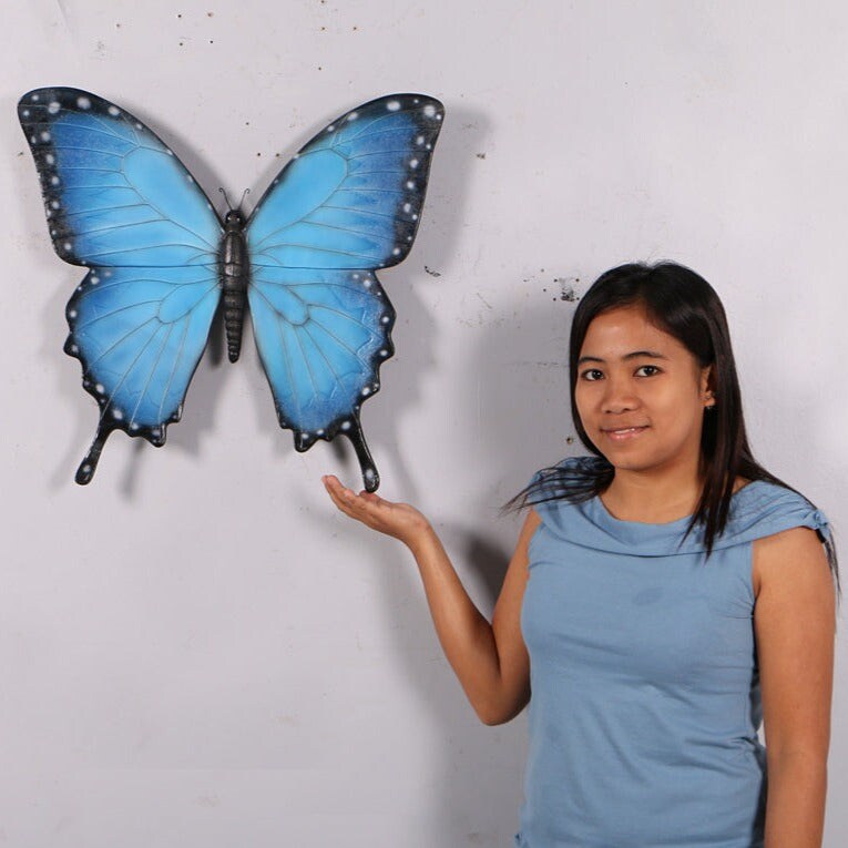 Blue Butterfly Insect Over Sized Statue