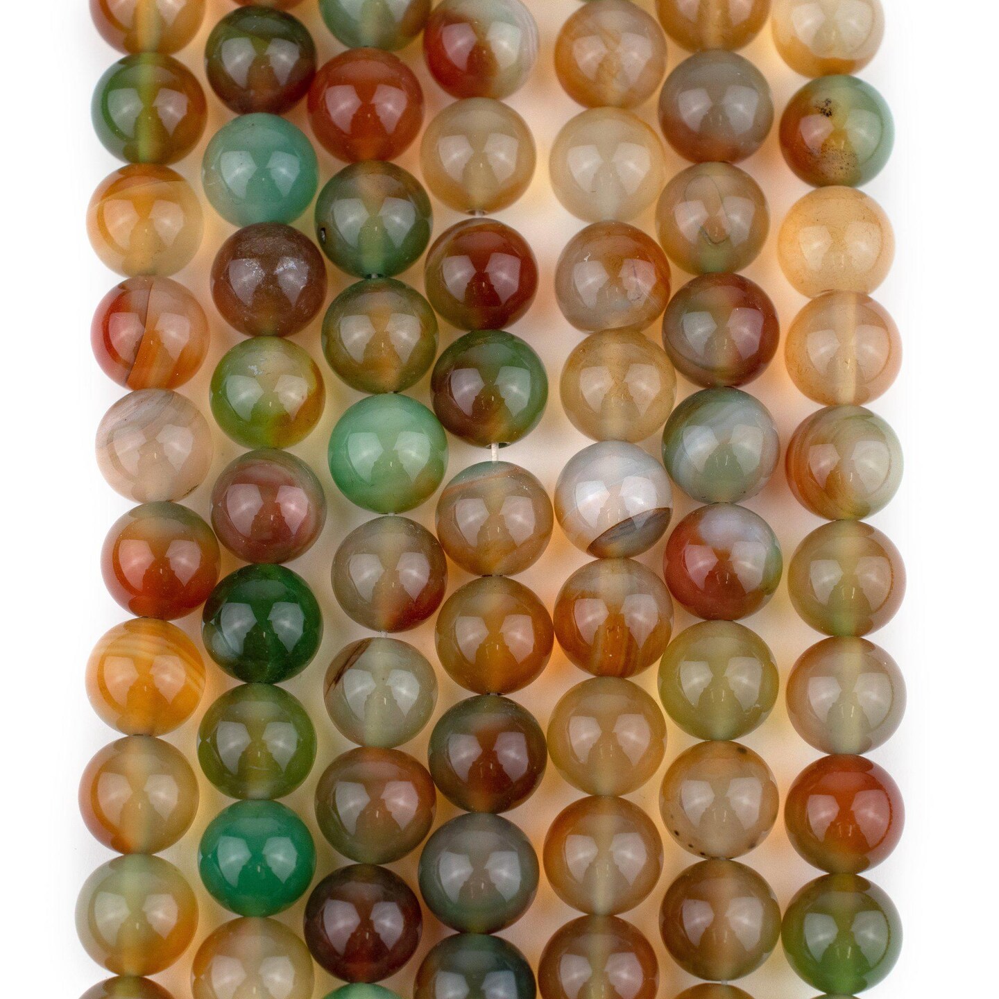 TheBeadChest Round Rainbow Agate Beads (10mm): Organic Gemstone Round Spherical Energy Stone Healing Power Crystal for Jewelry Bracelet Mala Necklace Making