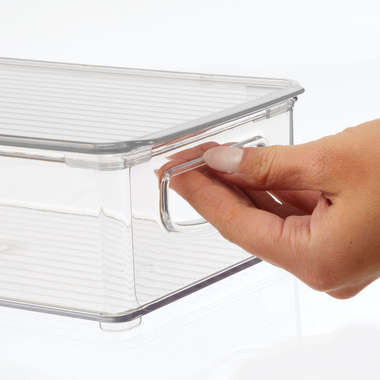 mDesign Plastic Storage Bin Box Container, Lid and Handles