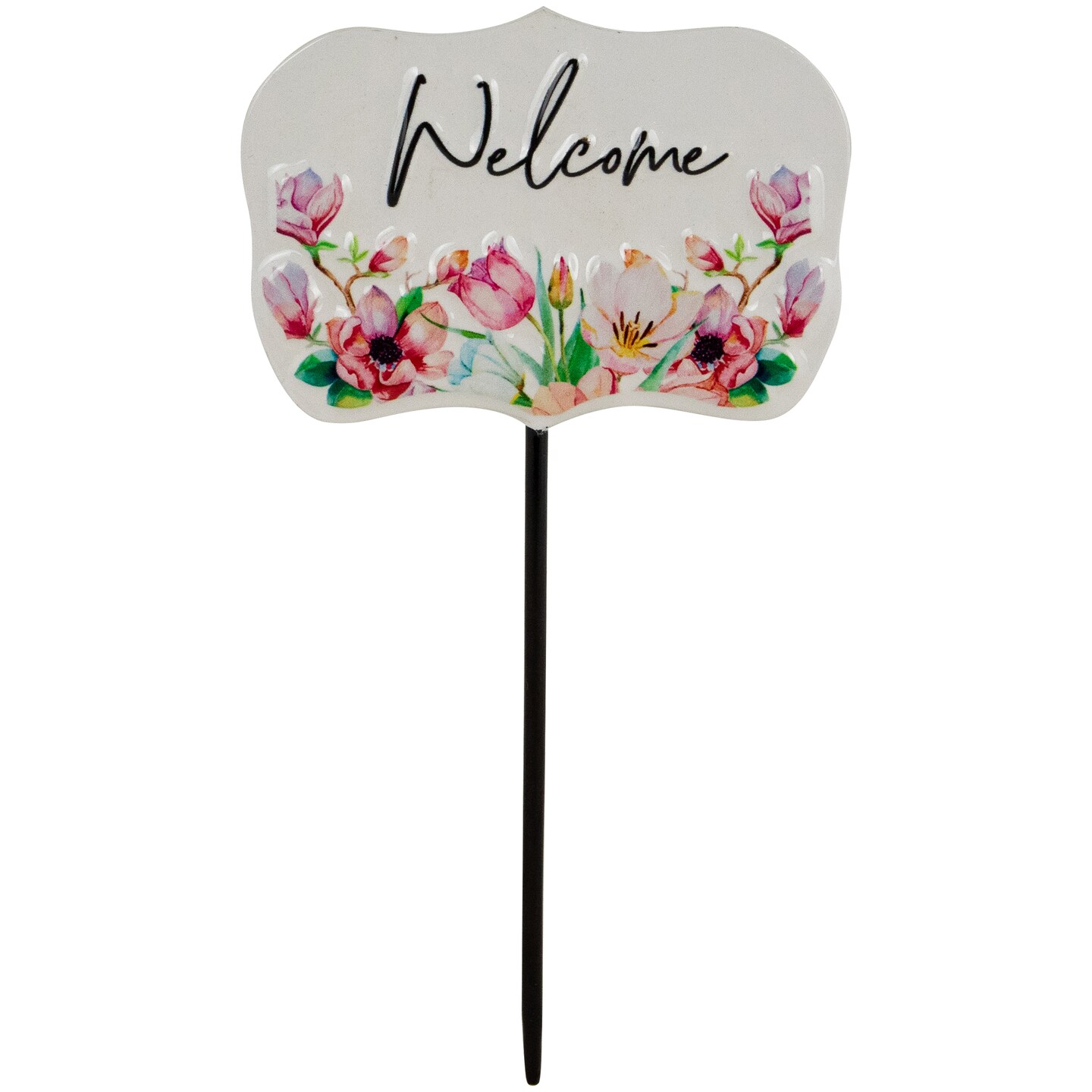 Northlight Floral Welcome Outdoor Yard Metal Garden Stake - 8&#x22; - White