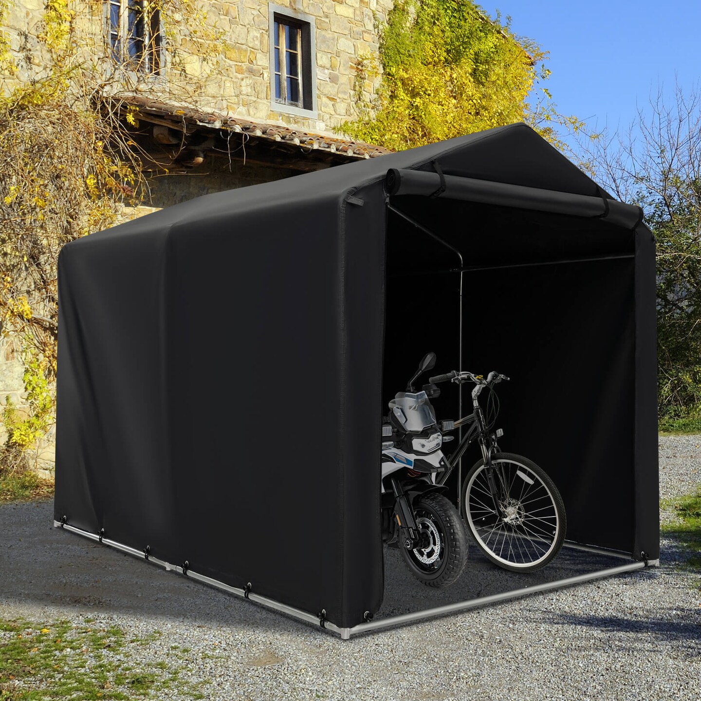 Costway 7 x 5.2&#x27; Heavy Duty Storage Shelter Outdoor Bike Storage Tent with Waterproof Cover
