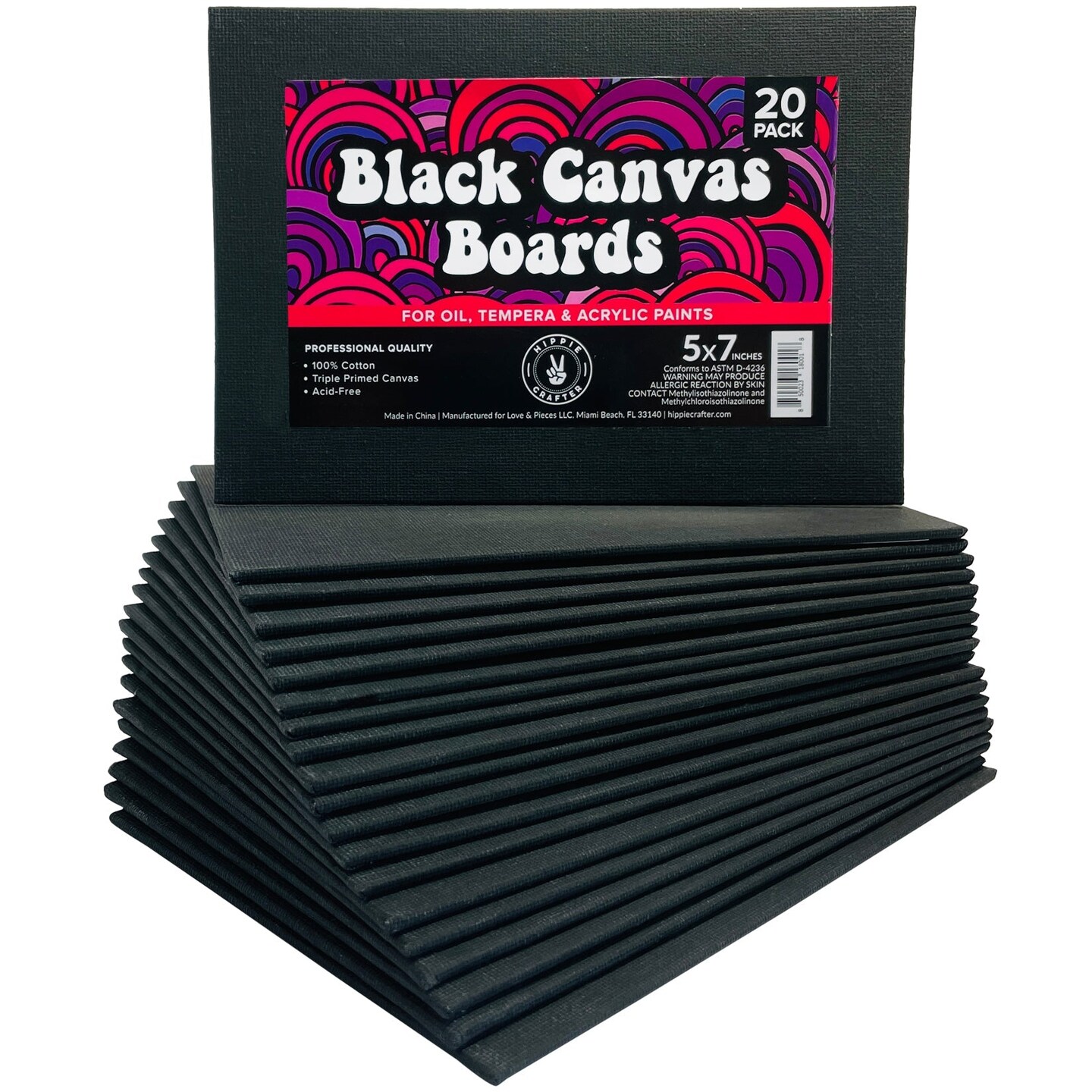 Black Canvas for Painting Bulk 20 Pack Small Canvases for Painting Boards Blank Canvas for Painting Art Canvas Panels for Paint for Artists Gesso Primed for Oil, Acrylic, and Watercolor