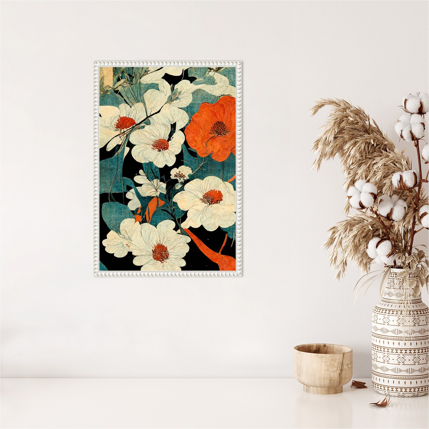 Asian Flowers by Treechild  Framed Canvas Wall Art