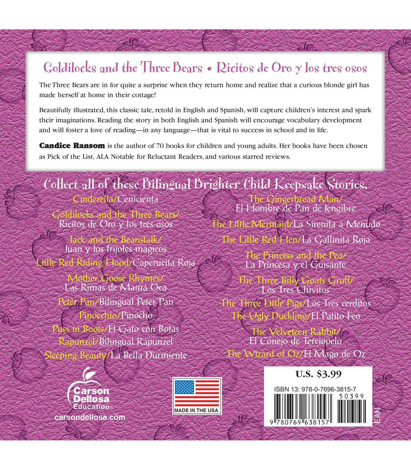Carson Dellosa Ricitos de Oro y los tres ojos (Goldilocks and the Three Bears), Bilingual Children&#x2019;s Book Spanish/English, Guided Reading Level I