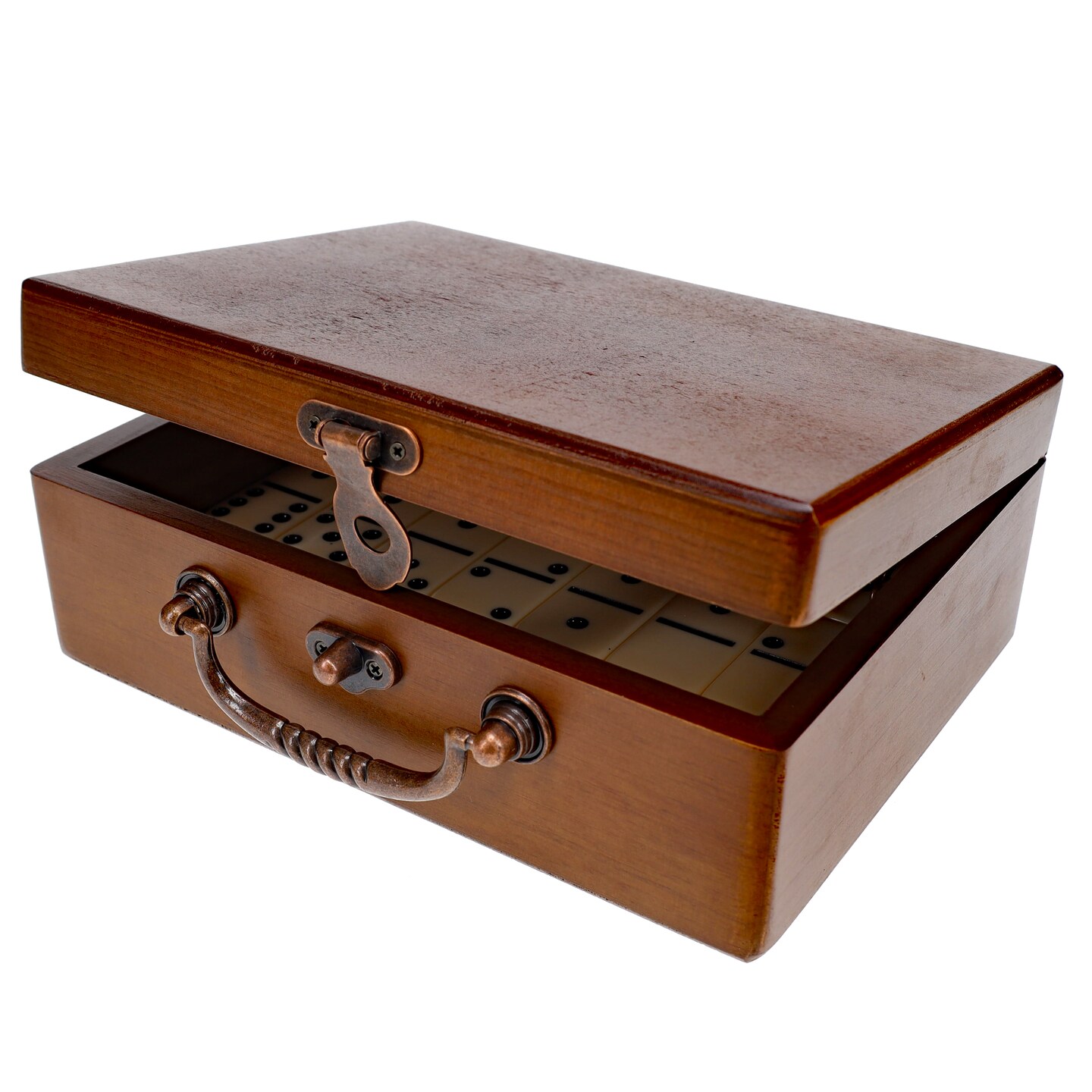 WE Games Double 6 Dominoes - Ivory with Wooden Treasure Box