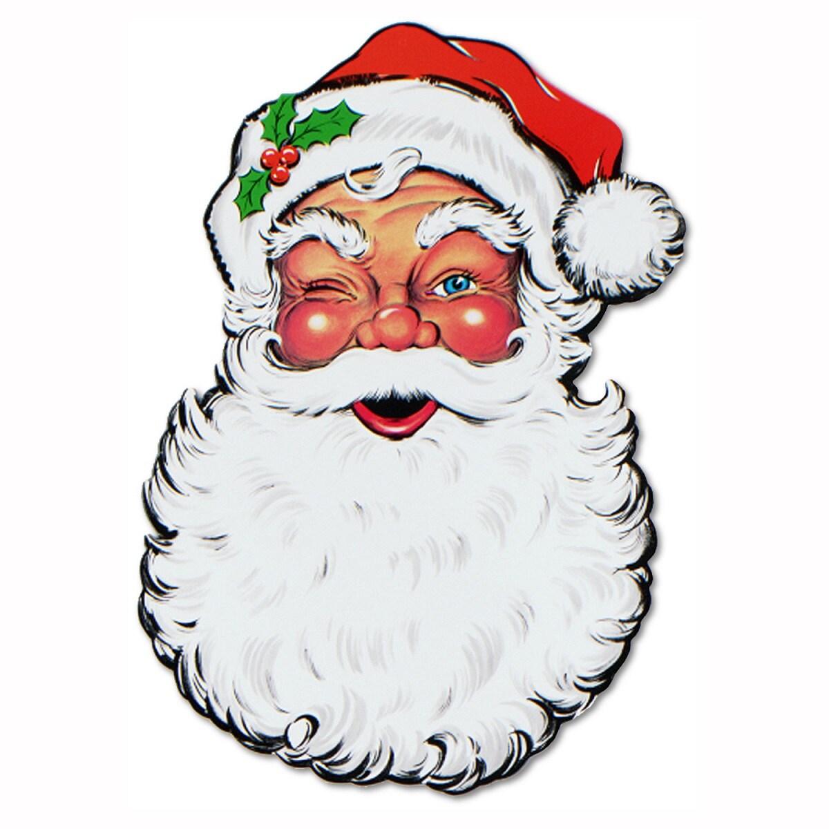 Beistle Pack of 12 Double-Sided Traditional Santa Claus Face Cutout Christmas Decorations 26"