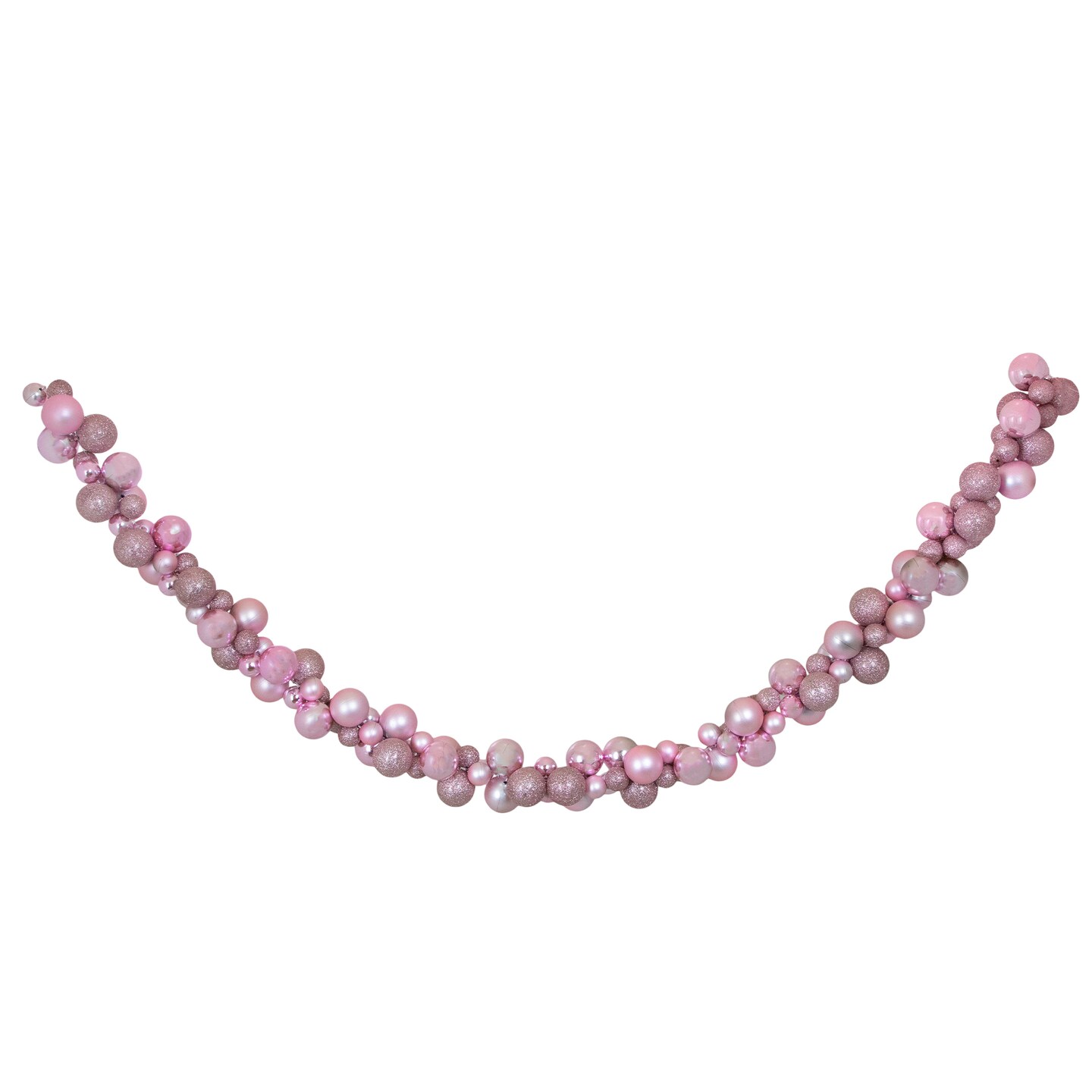 Northlight 6&#x27; Pink 3-Finish Shatterproof Ball Christmas Garland