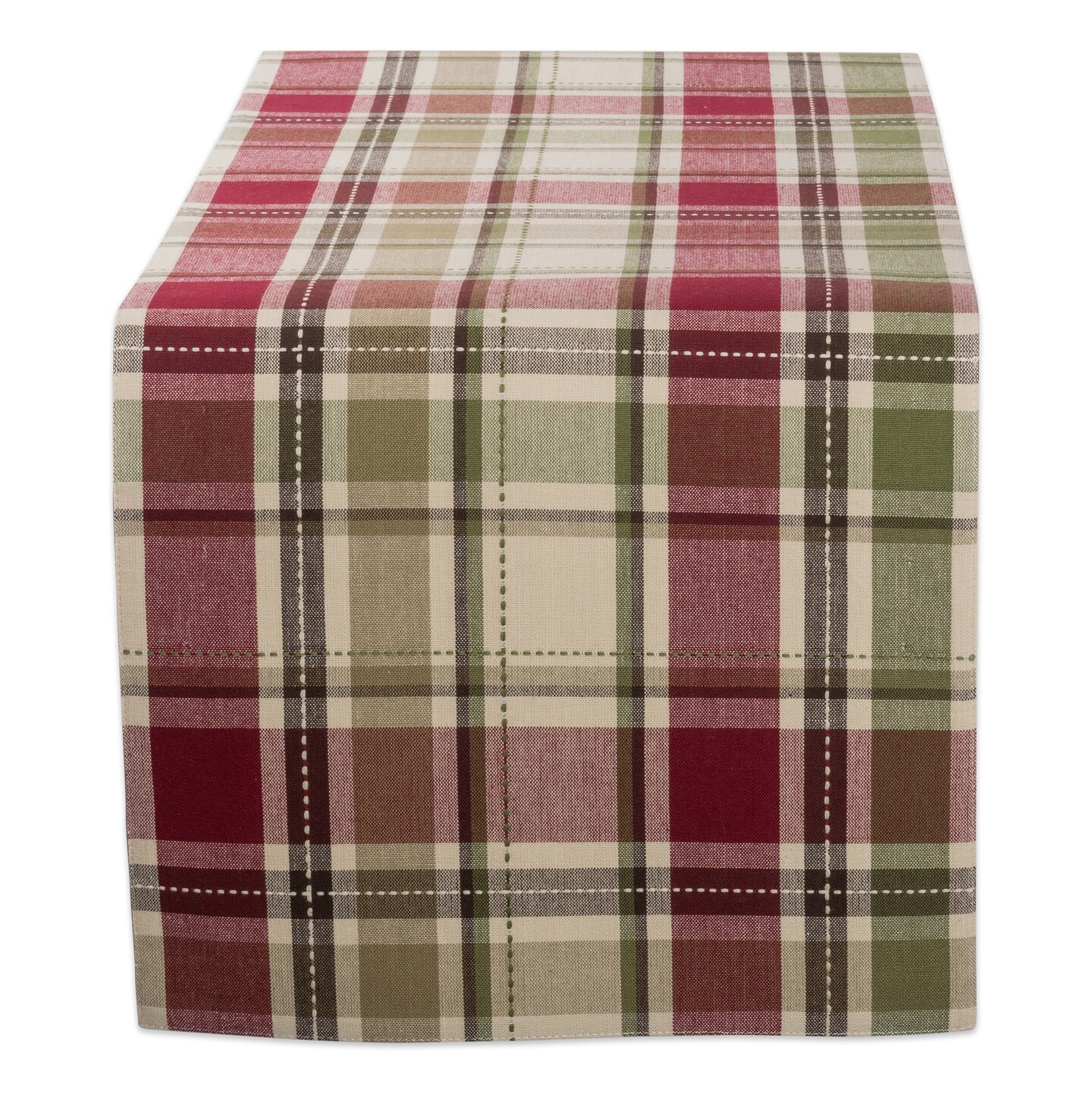 Contemporary Home Living 36&#x22; Burgundy and Green Rectangular Homespun Plaid Table Runner