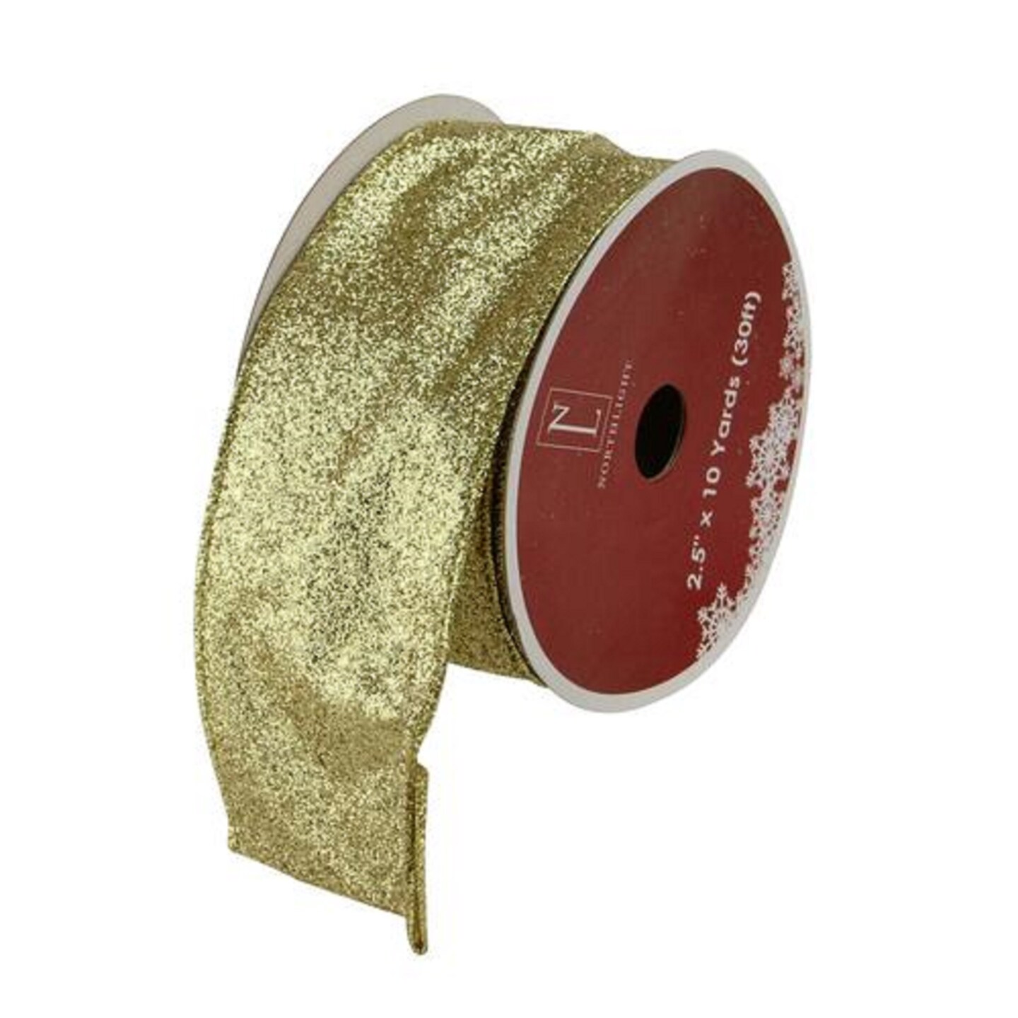 Northlight Shimmering Metallic Gold Ribbed Wired Craft Ribbon 2.5&#x22; x 10 Yards