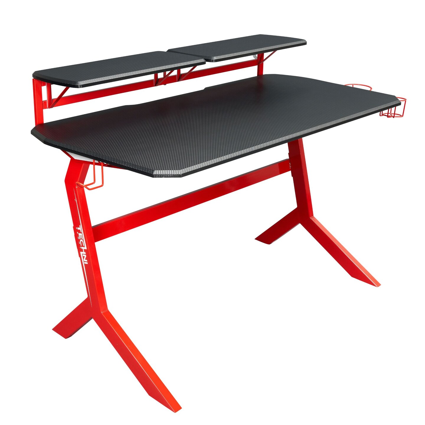 Techni Office Solutions 42.75" Red and Black Unique Techni Sport Stryker Computer Gaming Desk