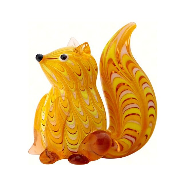 GC Home &#x26; Garden 4&#x22; Yellow and Red Squirrel Glass Figurine Decoration