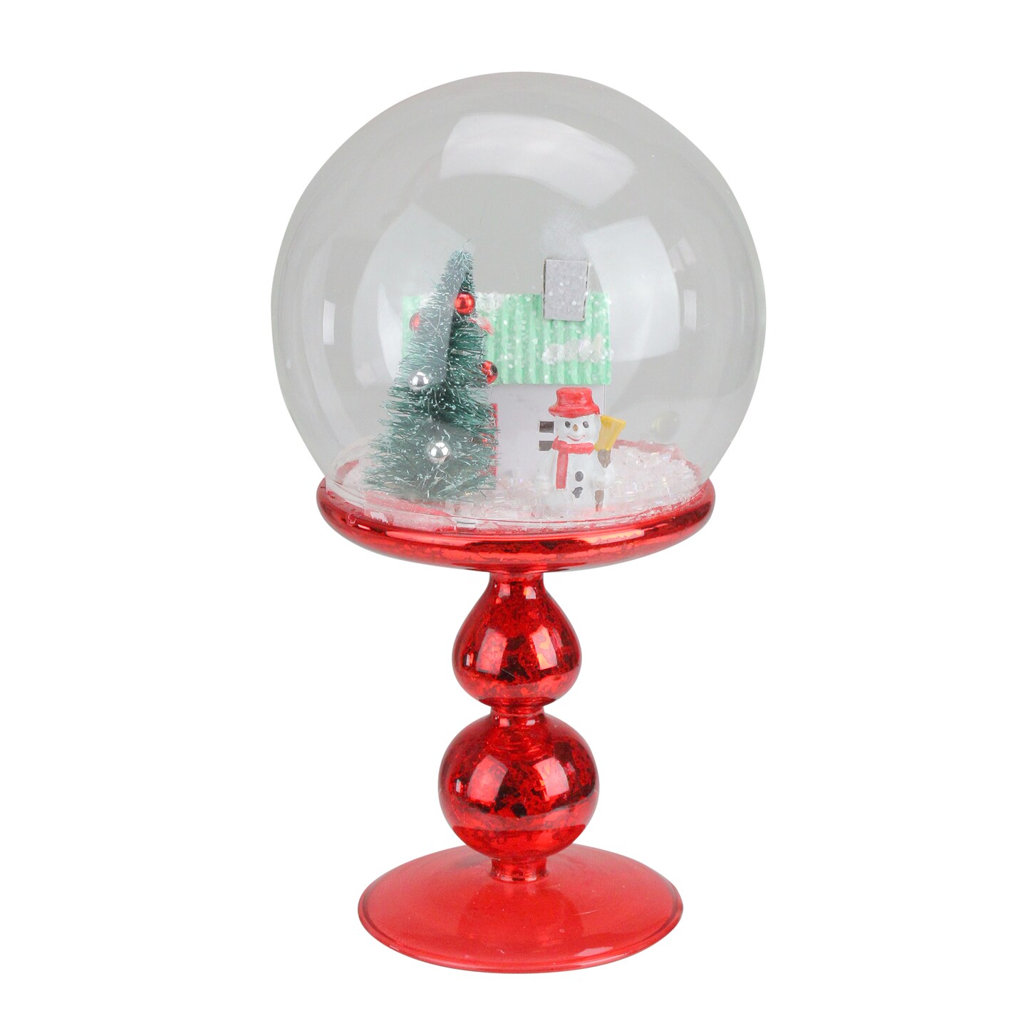 Avon 8.75&#x22; Red Holiday Scene Pedestal Globe Tabletop Decoration