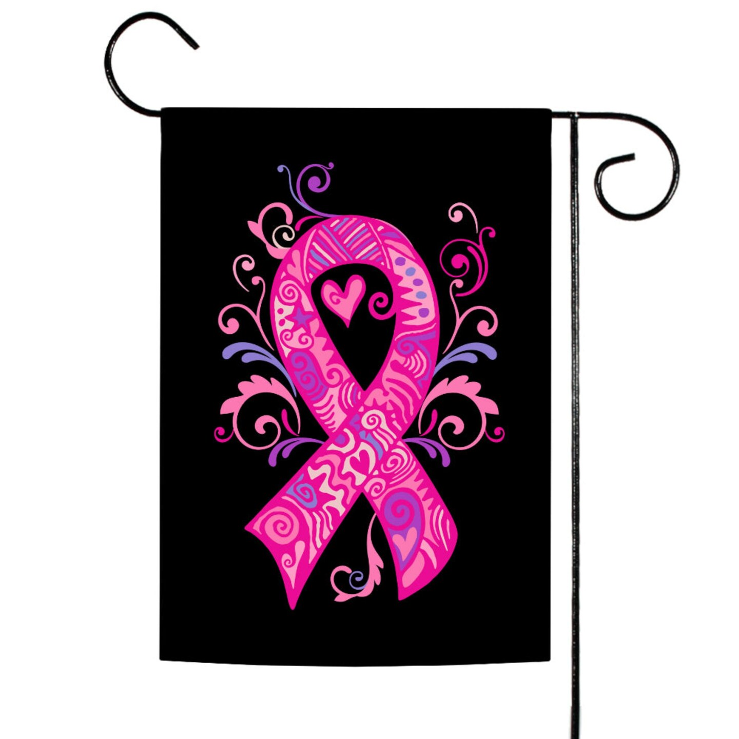 Toland Home Garden Black and Pink Hope Love Cure Outdoor Garden Flag 18&#x22; x 12.5&#x22;