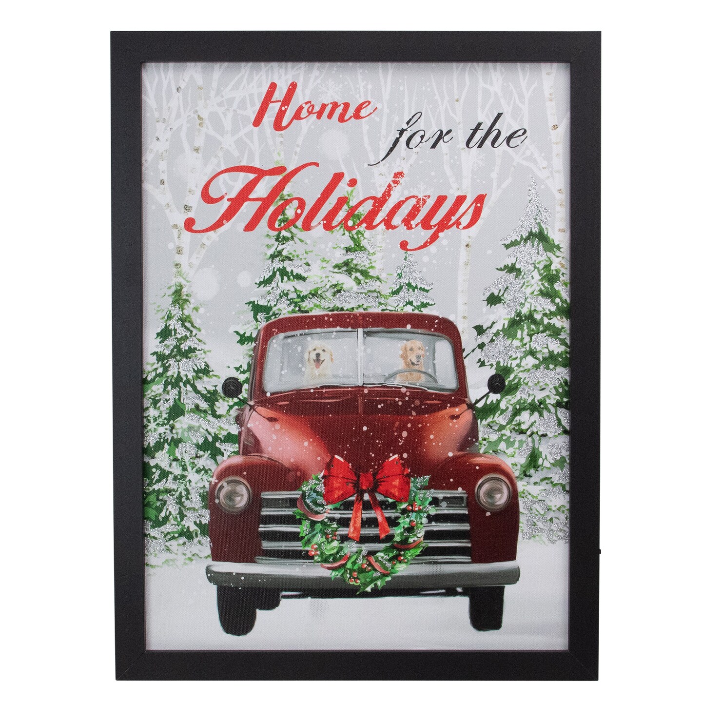 Northlight LED Lighted Framed Vintage Truck Christmas Wall Canvas - 15.75" - Black
