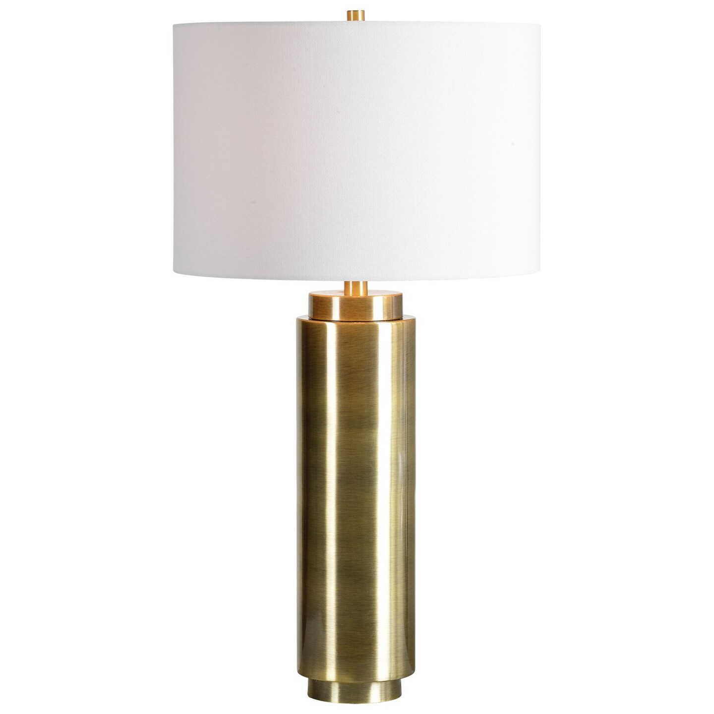 Signature Home Collection 29&#x22; Antique Brushed Brass Table Lamp with White Drum Shade