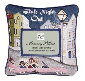 Simply Home 12&#x22; Blue and Pink &#x27;Girls Night Out&#x27; Square Throw Pillow with Memory Photo Insert
