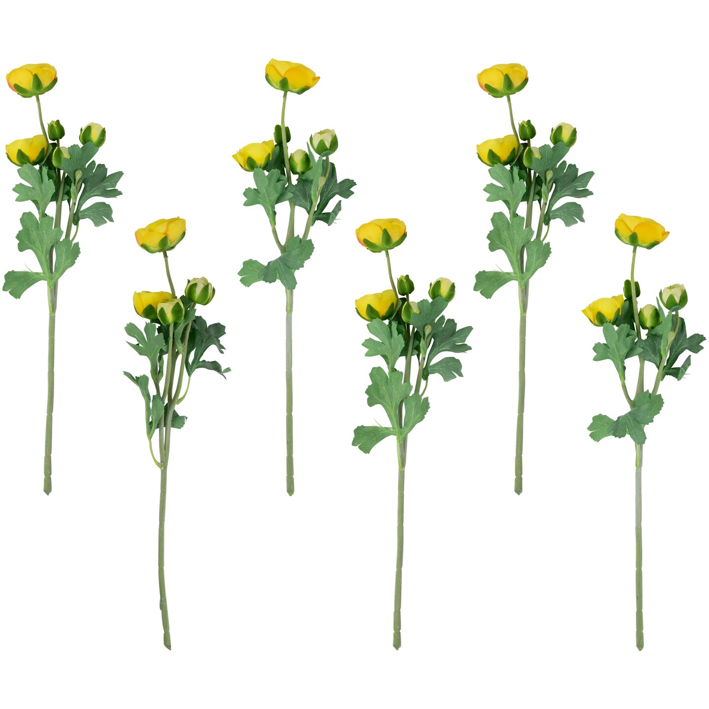 Northlight Real Touch™ Yellow Ranunculus Artificial Floral Sprays, Set of 6 - 21"