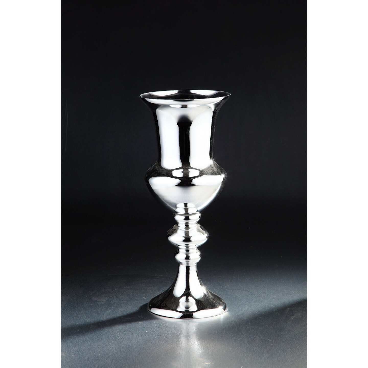 CC Home Furnishings 19.5&#x22; Metallic Silver Hurricane Glass Tabletop Decoration