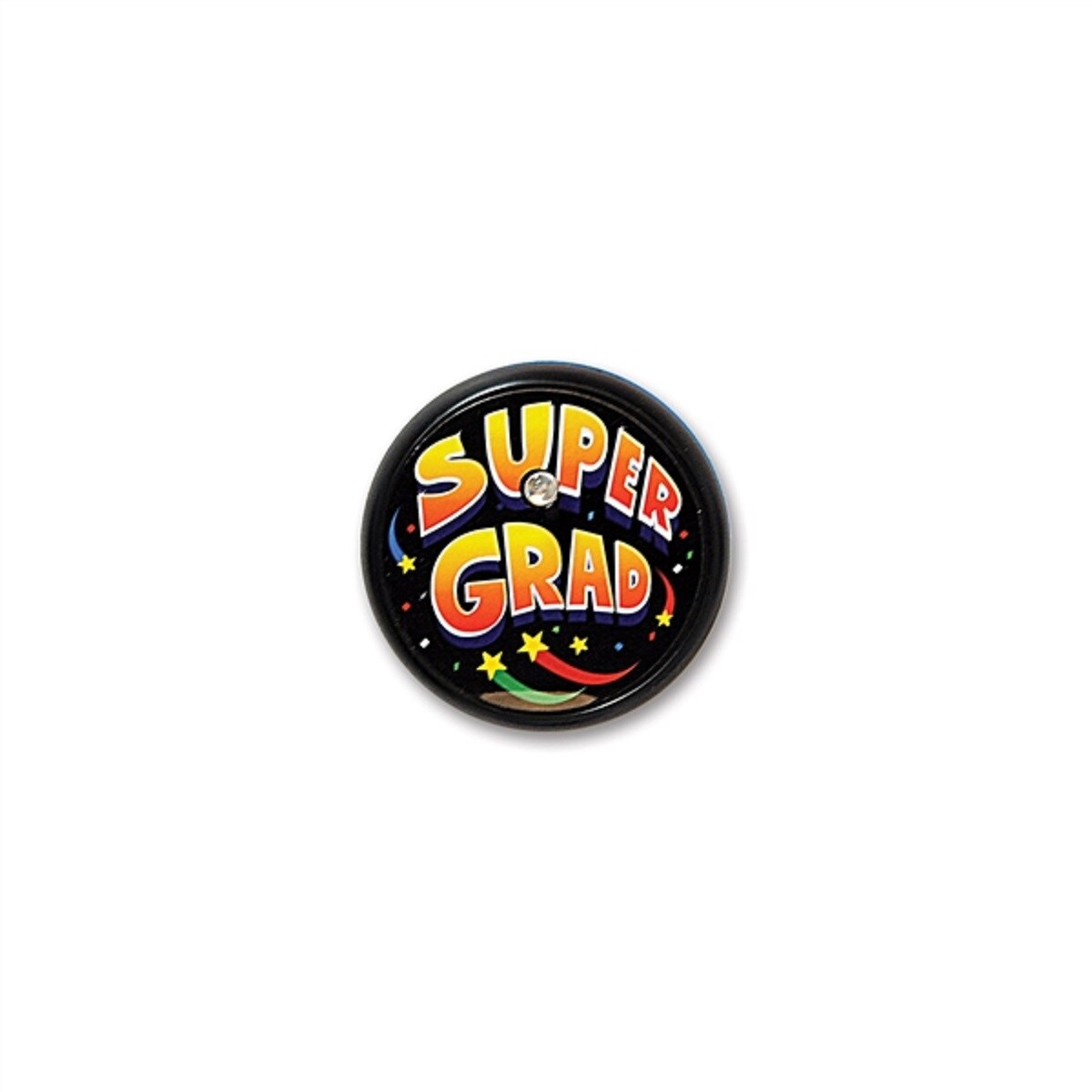Beistle Pack of 6 Black &#x22;Super Grad&#x22; Decorative Blinking Buttons 2&#x22;