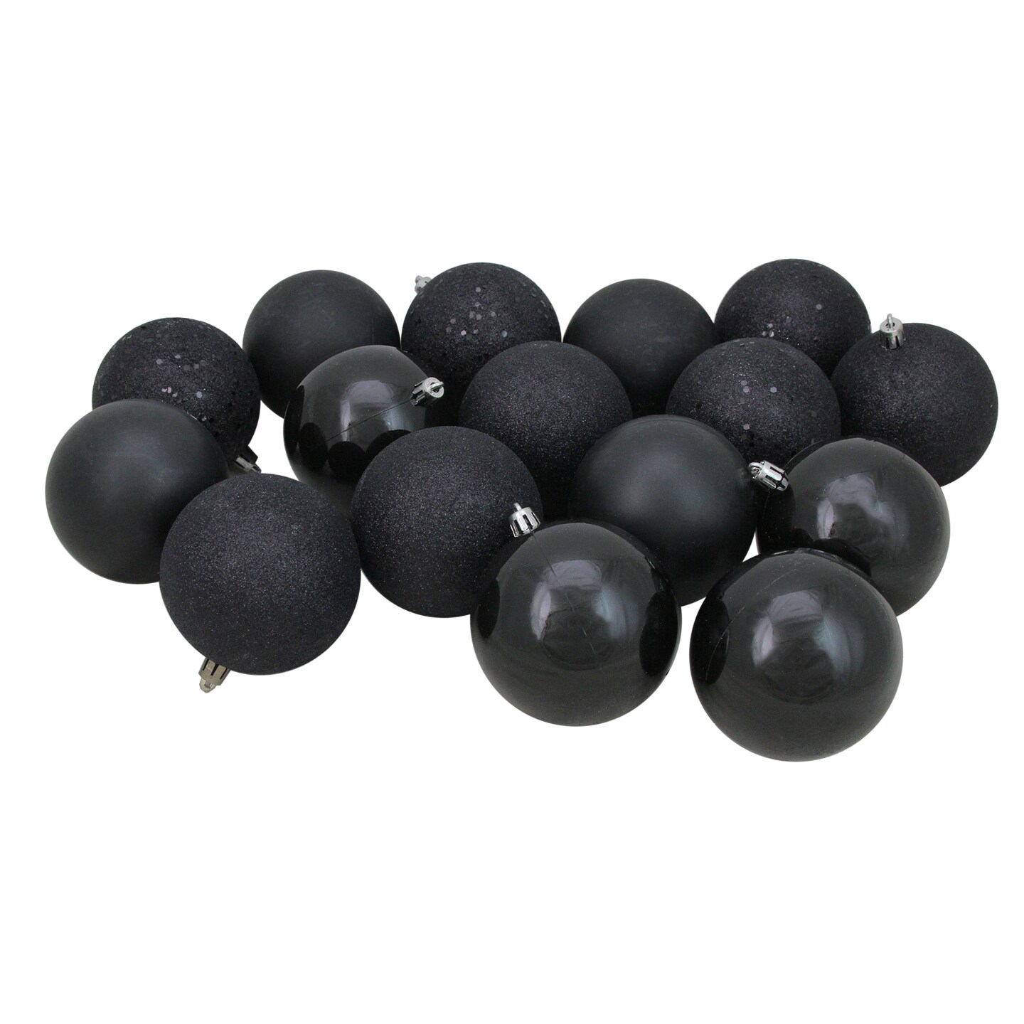 Northlight Shatterproof 4-Finish Christmas Ball Ornaments 3.25&#x22; (80mm) - Jet Black - 32ct