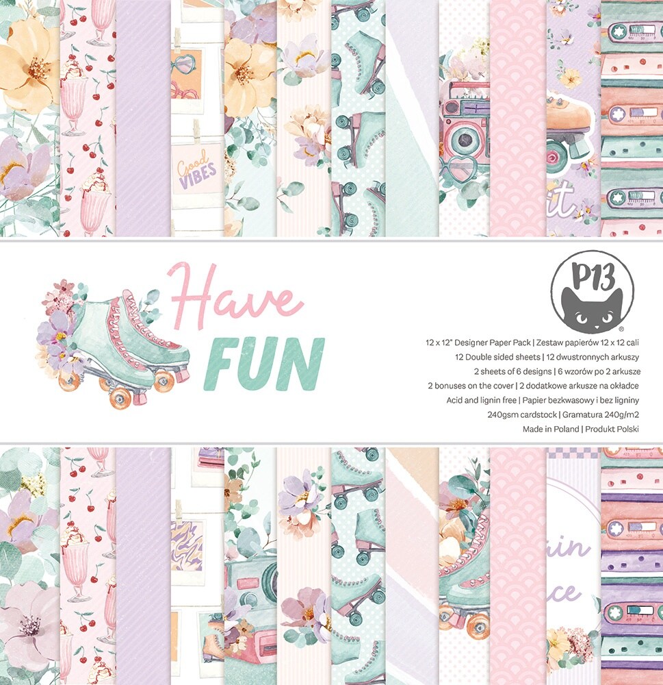 P13 Double-Sided Paper Pad 12&#x22;X12&#x22; 12/Pkg-Have Fun