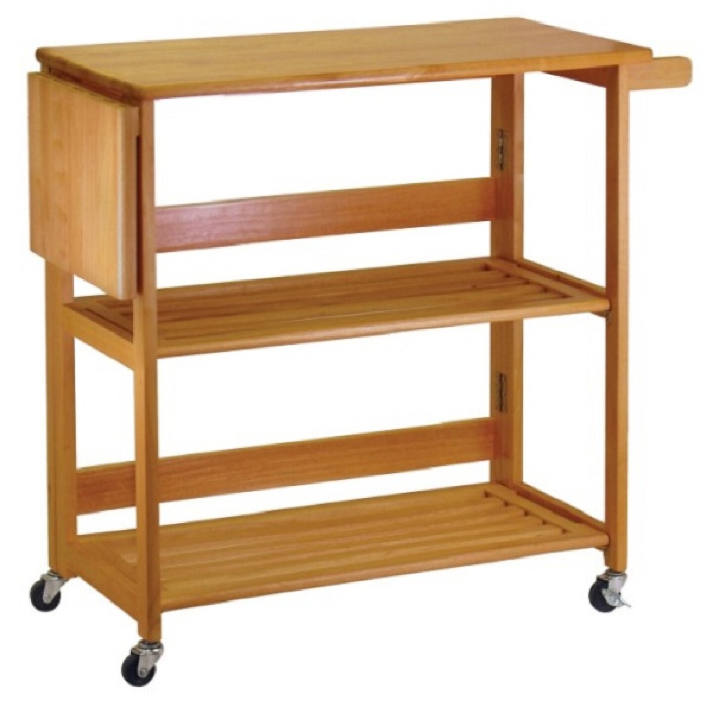Contemporary Home Living 34.75&#x201D; Light Oak Beige Wood Foldable Kitchen Cart