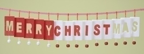 Roman Pack of 12 Merry Christmas Felt Garlands with Jingle Bell Accents 3'