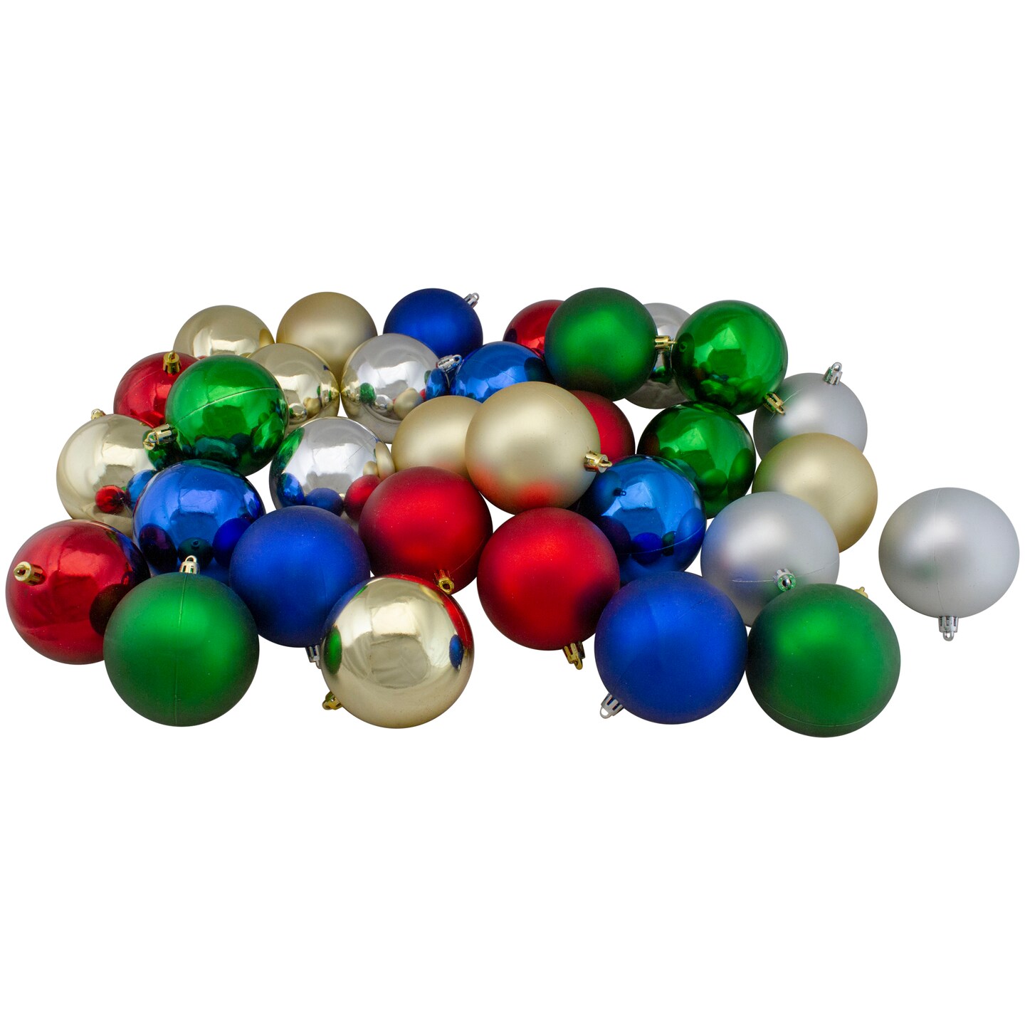 Northlight 32ct Multi-Color Shatterproof 2 Finish Christmas Ball Ornaments 3.25&#x22; (80mm)
