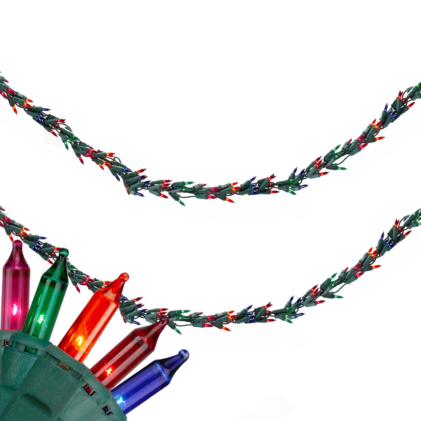 Hofert 300-Count Multi-Color Mini Christmas Light Garland Set, 9ft Green Wire