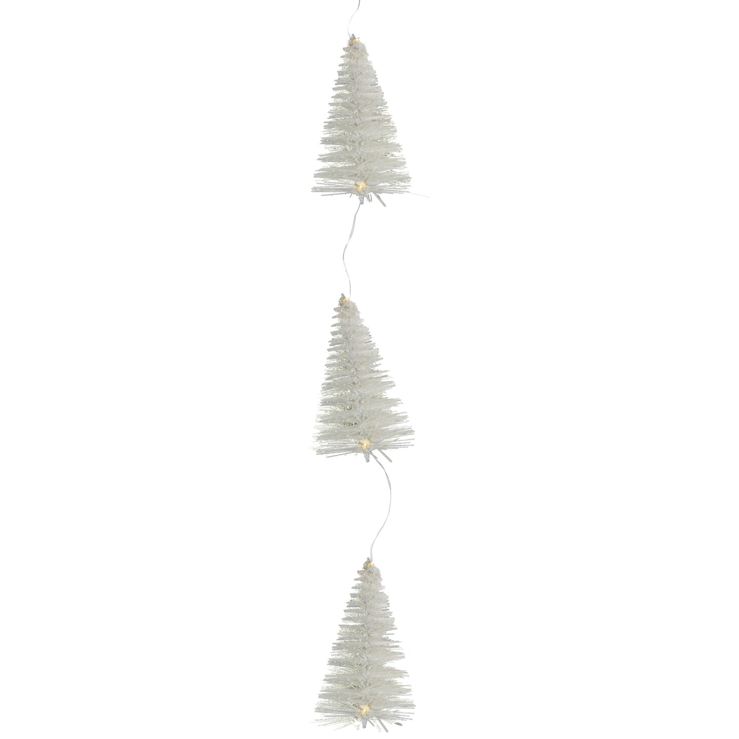 Northlight LED Lighted Battery Operated White Mini Sisal Tree Christmas Garland - 6.5&#x27; - Warm White Lights