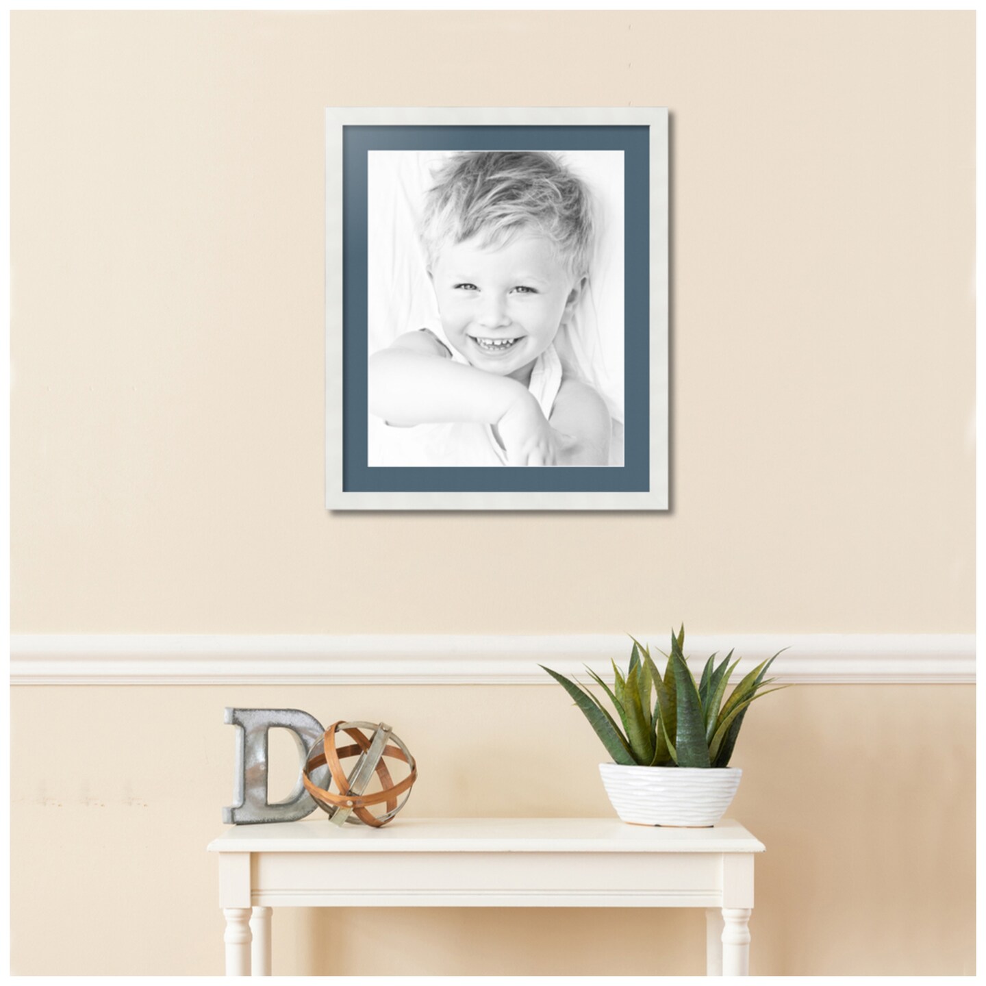 ArtToFrames 21x25&#x22; Matted Picture Frame with 17x21&#x22; Single Mat Photo Opening Framed in 1.25&#x22; White and 2&#x22; Mat (FWM-3966-21x25)
