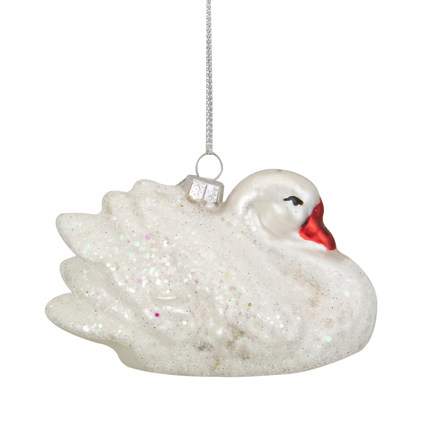 Northlight 3.75&#x22; White Iridescent Glass Swan Christmas Ornament