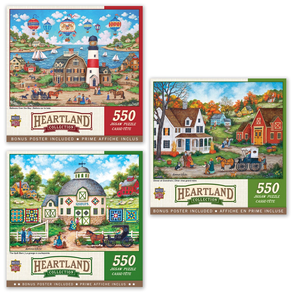 MasterPieces   Heartland Puzzles Collection - 3-Pack 550 Piece Jigsaw Puzzle Bundle